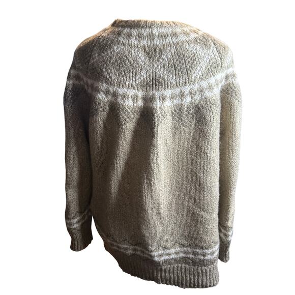 J.Jill Fair Isle Sweater, Neutral Beige Wool Blend Knit Pullover, Women's Medium - Picture 4 of 6